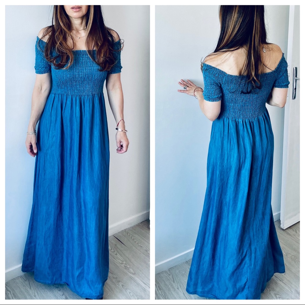MADE IN ITALY ABSOLUTELY FABULOUS JEAN MAXI DRESS - Picture 3 of 5